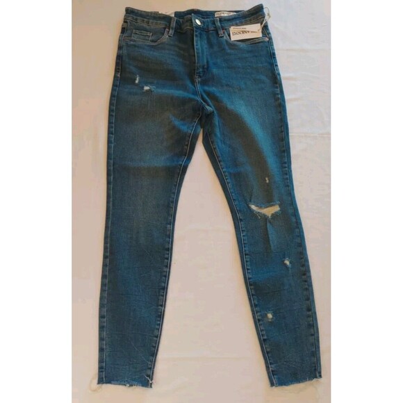 Blank NYC The Bond High Rise Skinny Raw Hem Jeans 31 Sz 12 Light Distressing - Picture 1 of 5